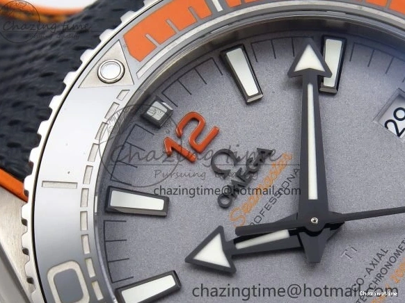 0210 Comfortable Planet Ocean 43.5mm SS VSF 1:1 Best Edition Black Orange Bezel Gray Dial on Nylon Strap A8900 Super Clone V 7730